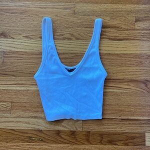 Zara White Ribbed Crop Top